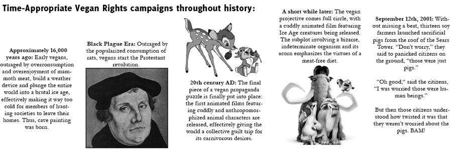 Time-Appropriate Vegan Rights campaigns throughout history