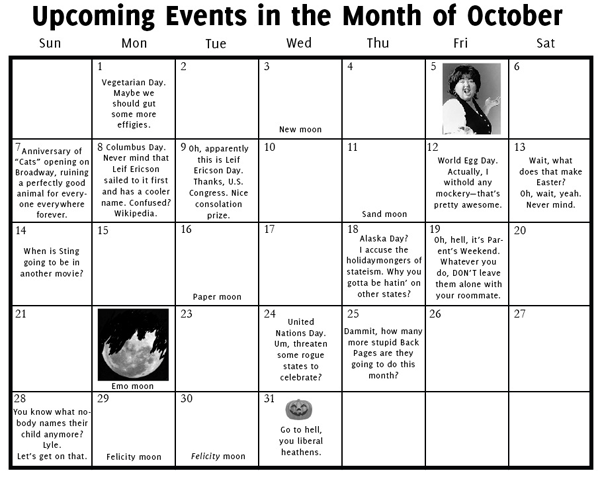 Upcoming Events in the Month of October