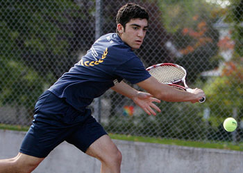 Etienne Moshevich, â€˜11, leads the Whitman mens tennis team in a doubleheader against Whitworth University this weekend. The team clinches the No. 1 seed in the conference tournament if they sweep both games against the Pirates. Credit: Kim