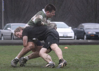 Nat Jacob, â€˜09, and the other Reapers take on Steelhead RFC in Portland this weekend, Apr. 11 before wrapping up their season against the Whitman alumni. Credit: Klein.