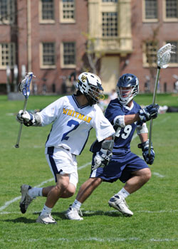 Sunn Kim, â€˜11, and the rest of the mens lacrosse team played against Western Washington University on Saturday, April 18, losing 15-9. Whitman traveled to Tacoma, Wash. for the Final Four last weekend and advanced to the championships where they were defeated by Western Oregon in double overtime.  Credit: Jacobson