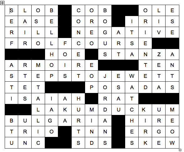 Answers to issue 2 crossword puzzle