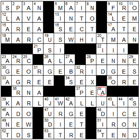Crossword Answers from Issue 4: Big Men on Campus