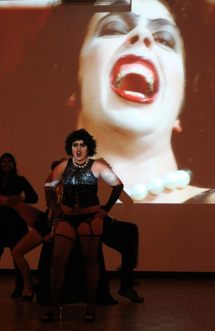  Gabby Wescott â€˜12 vamps as â€œRocky Horror villian, Dr. Frank-N-Furter. The annual event celebrates the cult classic with a free film screening and student performance. Photo Credit: Ethan Parrish