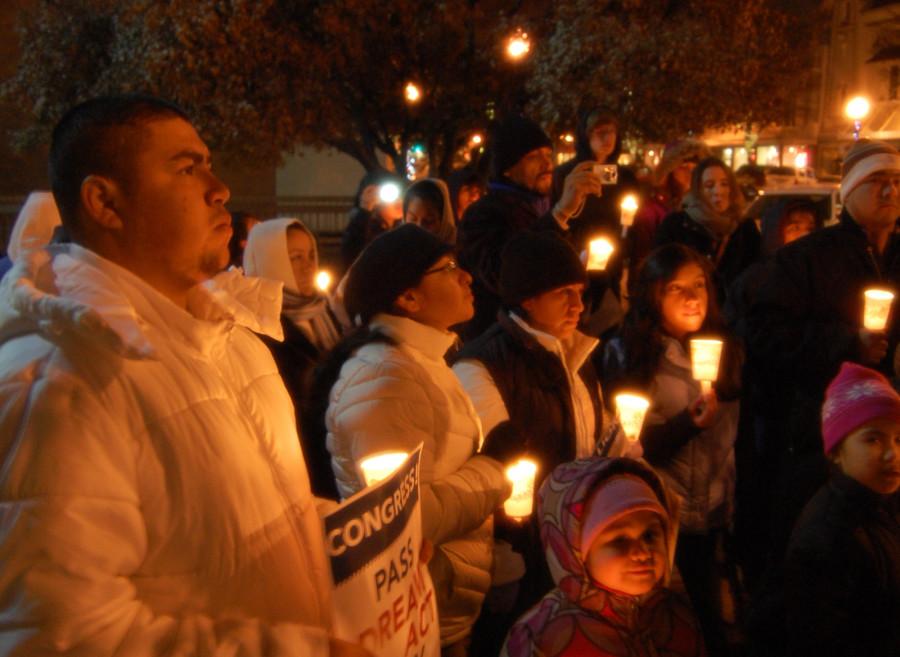 Participants at the DREAM Act rally on Tuesday night. Photo contributed by Ariel Ruiz.