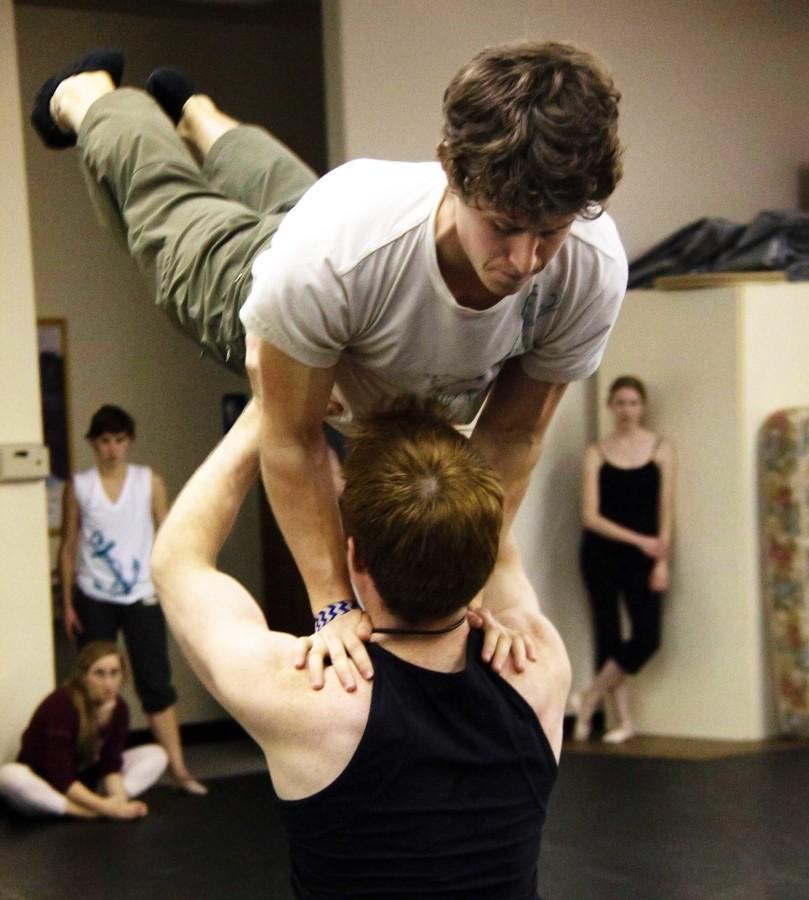 Rehersal of the upcoming dance production of Romeo and Juliet.  Photo featuring Craig Allen as Tybalt and Galen McIsaac-Davidson as Mercutio.  Photo Credit: Brandon Fennell