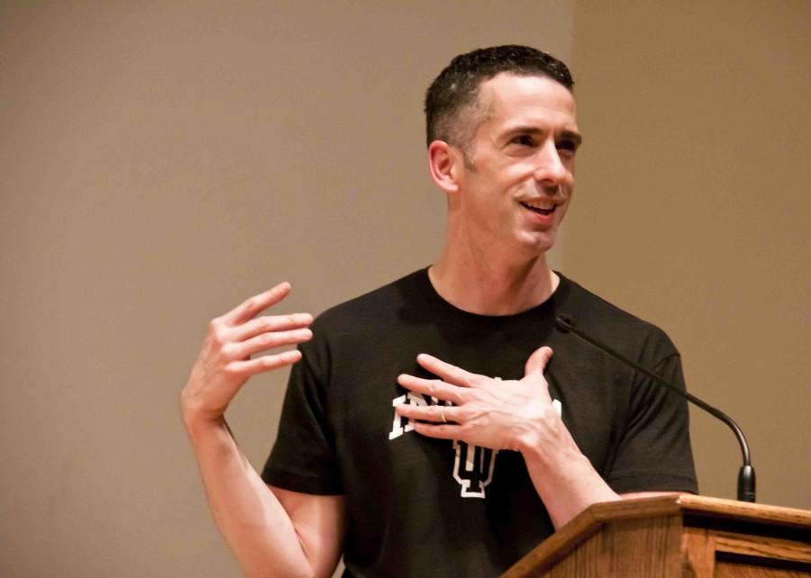 Dan Savage, author of the Savage Love advice column and founder of the It Gets Better Project, captured the packed audience with wit and knowledge during his Q&A session organized by WEB.  Photo Credit: Marie von Hafften 