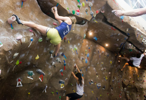College students from all over the Pacific Northwest gathered at the Whitman College Climbing Center for the Sweet Onion Crank climbing festival last weekend. Photos by Catie Bergman.