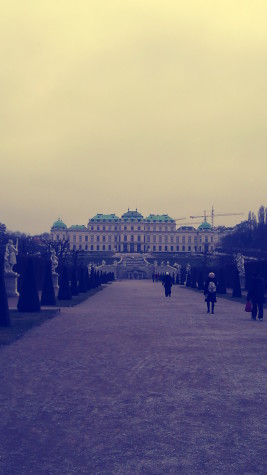 The Belvedere on a particularly foggy day in Vienna.