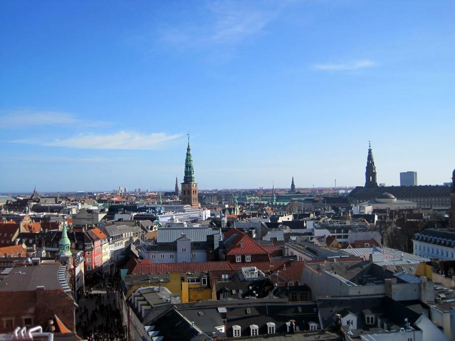 A bird's eye view of Copenhagen from the Round Tower.