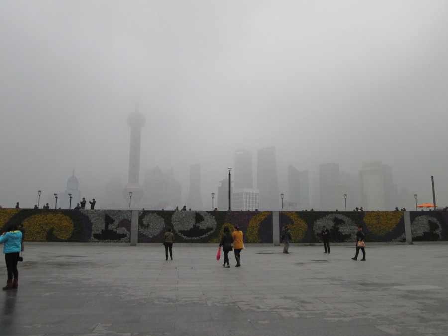 This is a photo of the Bund--very famous in Shanghai. As you can see, smog is a real issue here.
