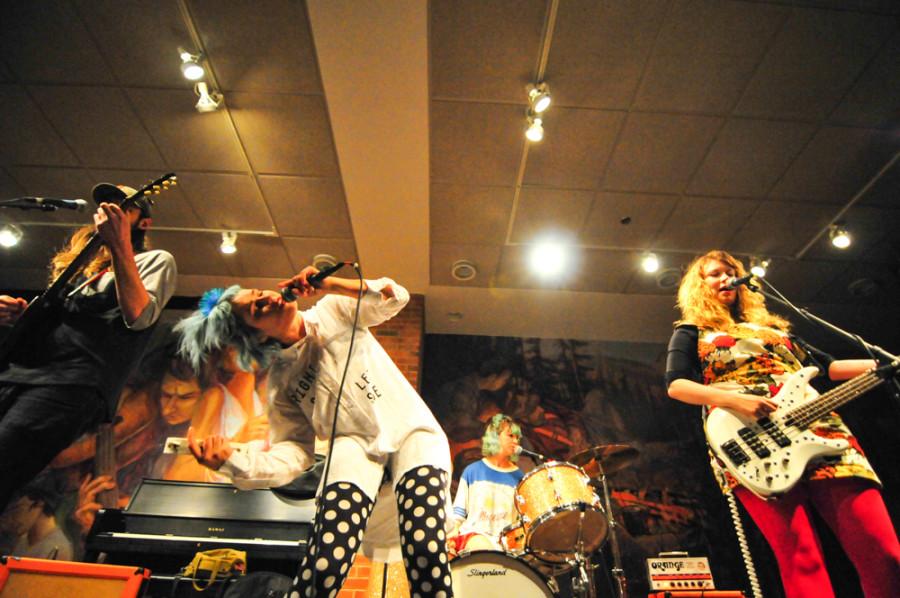 Tacocats performing in Reid Campus Center. Photo by Alan Mendoza.
