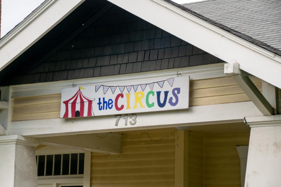 Colorful and creative signs can be seen across Isaacs Avenue showcasing names of off-campus houses.